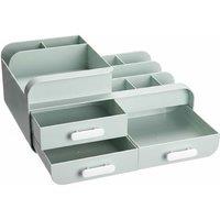 Plastic Desktop Organizer with 3 Drawers, 9 Compartments