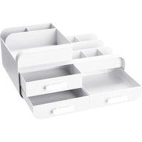 Spacious White Desktop Organiser with Rounded Edges - 3 Drawers & Open Top Storage