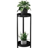 2-Tier Metal Plant Stand with Modern Black Finish and Strong Support