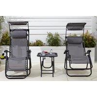 Folding Zero Gravity Garden Chairs & Table Set with Visor & Cup Holder