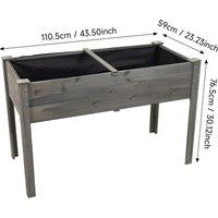 Elevated Rectangular Outdoor Garden Bed Planter - Grey or Natural Wood