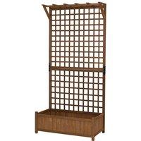 Wooden Raised Garden Bed with Trellis and Hanging Roof