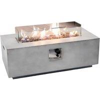 42 Rectangular Gas Fire Pit Table with Windshield - Hidden Gas Storage & Cover Included
