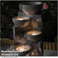 Modern Four Bowl Cascading Water Feature Garden Ornament - Polyresin Outdoor Decor