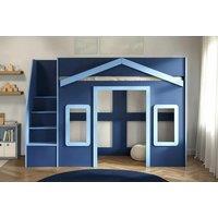 Flair Nixon Playhouse High Sleeper Bed with Spacious Storage & Play Area - Navy Blue