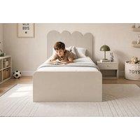 Flair Calista Ribbed Single Bed with Cloud Headboard - White or Taupe