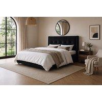 Artemis King Size Velvet-Finish Ottoman Bed with Cushioned Headboard