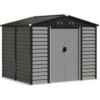 Galvanised Metal Outdoor Garden Storage Shed with Double Doors & Vents - 8ft x 7ft or 10ft x 8ft