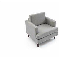 Mid-Century Style Single Sofa Armchair with Linen Upholstery and Wood Frame