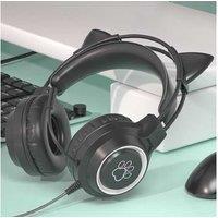 RGB Cat Ear Wired Gaming Headset with Noise Cancelling Microphone