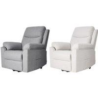 Single Recliner Armchair Sofa with Plush Chenille Upholstery, Footrest & Side Pockets - Beige-White or Grey