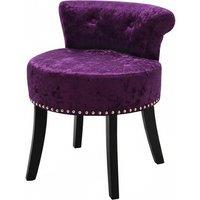 Purple Velvet Vanity Chair with Button-Tufted Backrest and Metal Studs