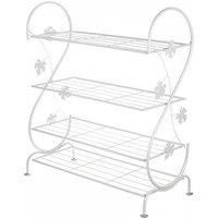 PRICE DROP! White Metal 4-Tier Shoe Rack with S-Shape Design