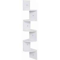 5-Tier Wooden Zigzag Floating Corner Shelf - White