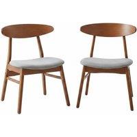 Set of 2 Mid-Century Dining Chairs with Walnut Wood Legs