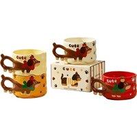 380ml Dachshund Ceramic Stacking Cups with Paw Print Handle
