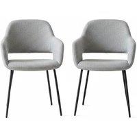 PRICE DROP! Set of 2 Grey Linen Dining Chairs with Armrests