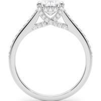 Emerald Cut Lab Grown Diamond Hidden Halo Engagement Ring in Sterling Silver 1.0ct