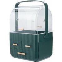 Desktop 3-Drawer Cosmetics Organiser with Dustproof Lid