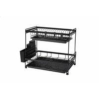 2-Tier Dish Drying Rack with Utensil Holder & Drainboards