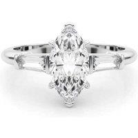 0.50Ct Lab-Grown Marquise Diamond Trilogy Engagement Ring in Sterling Silver