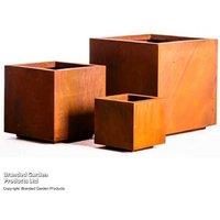 Garden Gear Rust Effect Steel Planter Set - 3 Weathered Outdoor Plant Boxes