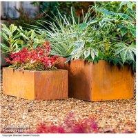 Garden Gear Rust Effect Steel Trough Planters - Outdoor Plant Containers