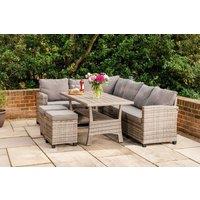 St Lucia 7 Seater Mixed Grey Rattan Dining Set - Weather-Resistant Outdoor Sofa Suite
