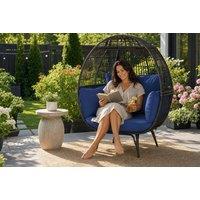 Egg-Shaped Patio Wicker Lounge Chair with Extra Soft Cushions