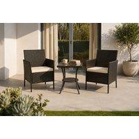 3 Piece Garden Furniture Set with Cushions and Side Table - Black or Grey
