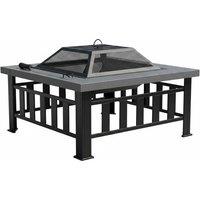 Square Metal Fire Pit with Poker and Waterproof Cover