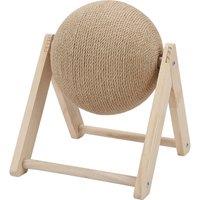 Cat Scratching Rotating Sisal Ball with Wood Frame