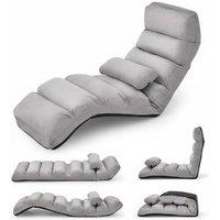 Folding Lazy Floor Chair with Backrest and Pillow