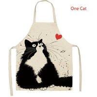 Linen-Blend Cartoon Cat Apron - Durable, Easy-Clean Cooking & Baking Essential