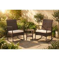 3-Piece Rattan Bistro Rocking Chair and Table Set