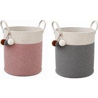 Kids' Woven Cotton Pom Pom Toy & Laundry Basket