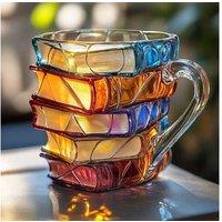 300ml Durable Glass Book Mug - Modern Painted Coffee Cup for Book Lovers