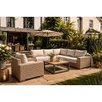 Rafi Chunky Rattan Outdoor Corner Sofa Set with Armchair & Table