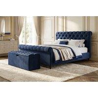PRICE DROP! Plush Chesterfield Sleigh Bed & Memory Sprung Mattress With Optional Ottoman Storage