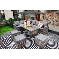 9-Seater Rattan Corner Sofa Dining Set with Rain Cover