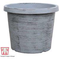 Modern Grey Patio Pot & Saucer Set - Lightweight Weatherproof Planter for Flowers & Herbs