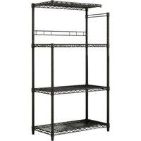 4-Tier Microwave Storage Shelf with Hooks