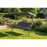 Grey 3-Seater Garden Swing Chair with Cushions and Adjustable Canopy