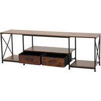 TV Stand with Fabric Drawers & Wood Grain Finish