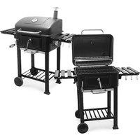 XL Barrel Charcoal BBQ Smoker with Thermometer & Folding Tables
