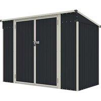 8x4 FT Metal Garden Shed with Pent Roof and Triple Doors