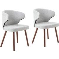 Set of 2 Chenille Upholstered Dining Chairs with Oak Legs