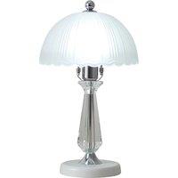 Crystal Table Lamp with Scalloped Frosted Glass Lampshade