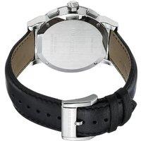 Men's Chronograph Quartz Watch - Black Leather Strap, Stainless Steel Case, 42mm Classic Silver Dial