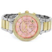 Michael Kors MK6140 Parker Quartz Ladies Watch - Pink Dial, Two-Tone Stainless Steel, 39mm Classic Style